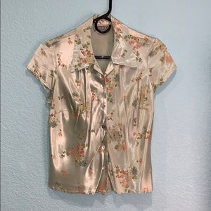 Silk Japanese blossom print crop top
